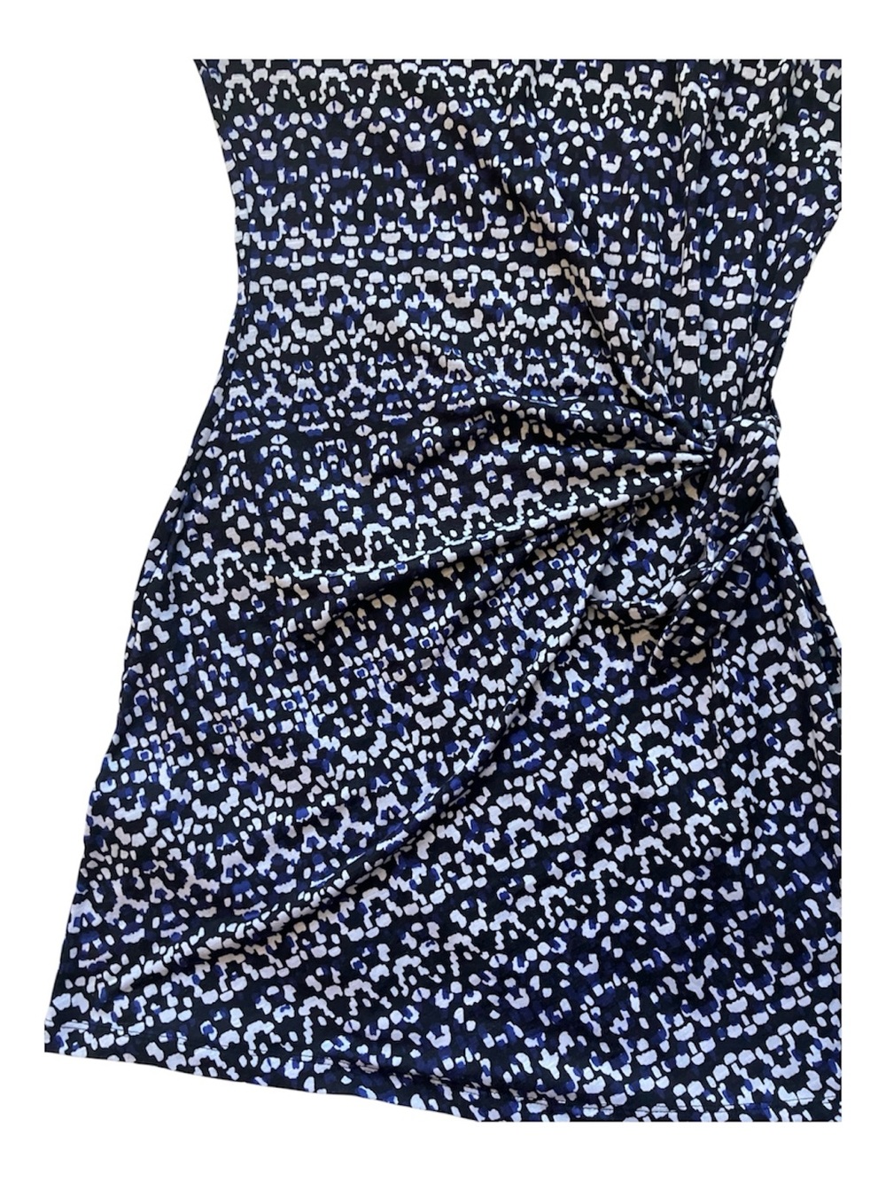 Nicole Miller Blue Side Knot Cap-Sleeve Printed Sheath Dress size S - Picture 7 of 8